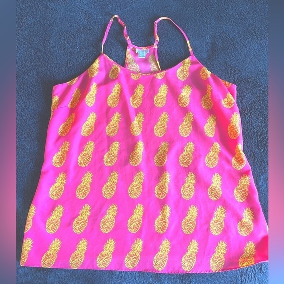 J. Crew hot pink and bright yellow pineapple tank - Picture 2 of 7